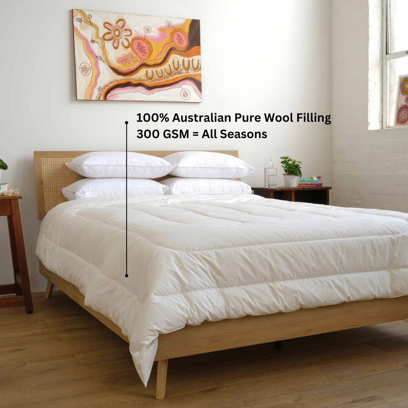 All Seasons Wool Quilt on bed